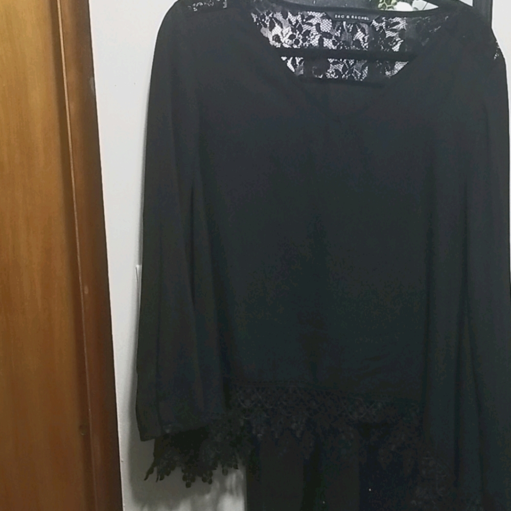 EUC sheer like black tunic with very pretty lace